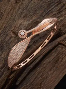 Kushal's Fashion Jewellery Rose Gold Plated White Cubic Zircon Studded Party Kada Bangle