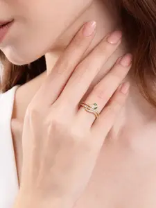 DressBerry Women Stone-Studded Snake-Shaped Adjustable Finger Ring