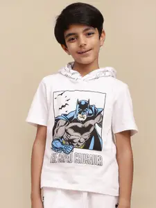 Kids Ville Boys Batman Printed Pure Cotton Hooded T-Shirt
