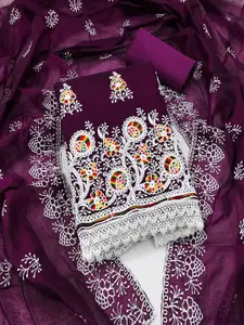 Peachmode Floral Embroidered Unstitched Dress Material