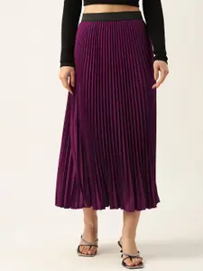 OTABU Women A-Line Pleated Midi Skirt