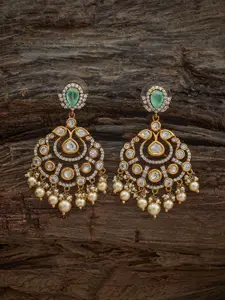Kushal's Fashion Jewellery Embellished Bridal Victorian-Plated Contemporary Kundan Earrings
