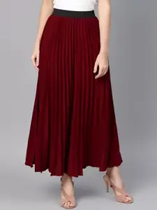 OTABU  A-Line Pleated Maxi Skirts