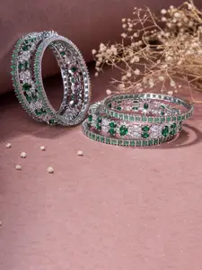 Opal Touch Set Of 6 Rhodium-Plated AD Studded Bangles