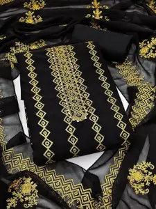 HMP Fashion Geometric Embroidered Thread Work Georgette Unstitched Dress Material