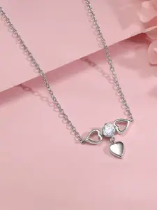 GIVA Silver-Plated Stone Studded Heart Locker Necklace