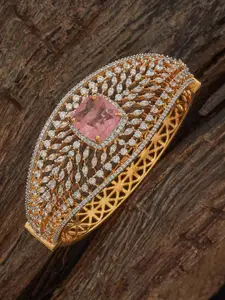 Kushal's Fashion Jewellery Rhodium Plated Sapphire Zircon Embellished Bridal Kada Bangle