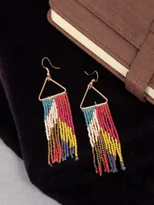 Sangria Gold-Plated Artificial Beaded Classic Dangle Drop Earrings