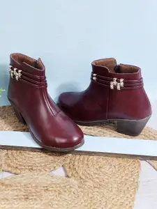 Padchin Women Round Toe Block Heel High-Top Boots