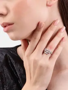 DressBerry Stone Studed Leaf Shaped Finger Ring