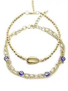 DressBerry Set of 2 Evil Eye Beaded GoodLuck Multi Layer Anklets