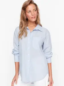 Trendyol Women Spread Collar Solid Cotton Casual Shirt