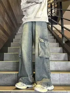 StyleCast Men Mid-Rise Loose Fit Cargo Styles Jeans