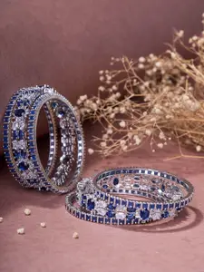 Opal Touch Set Of 6 Rhodium-Plated AD Studded Bangles