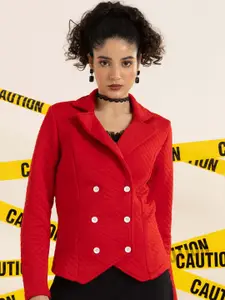 BAESD Notched Lapel Collar Double Breasted Blazer