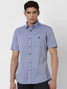 Van Heusen Sport Slim Fit Spread Collar Cotton Linen Casual Shirt