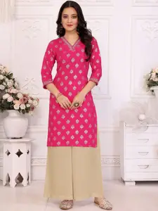 Rangita Ethnic Motifs Printed Thread Work Straight Kurta