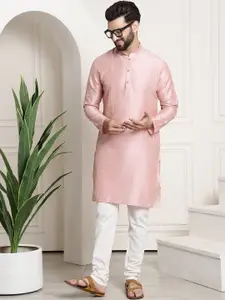 SOJANYA Striped Mandarin Collar Kurta With Churidar