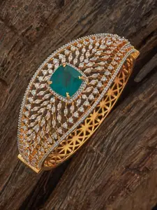 Kushal's Fashion Jewellery Gold Plated Sapphire Zircon Embellished Bridal Kada Bangle