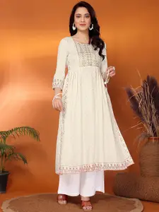 Rangita Ethnic Motifs Embroidered Thread Work Straight Kurta