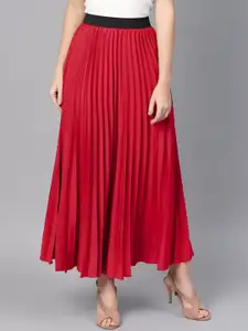 OTABU Women A-Line Pleated Midi Skirt