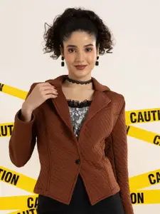 TANDUL Notched Lapel Collar Single Breasted Textured Blazer