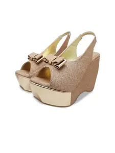 MONAQI Women Embellished Platform Sandals with Bows