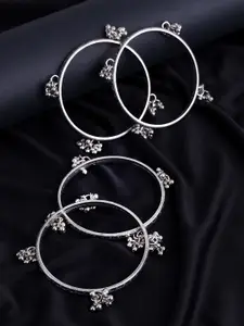 Anouk Set Of 4 Silver-Plated Artificial Beaded Bangles