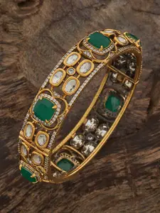 Kushal's Fashion Jewellery Embellished Bridal Victorian-Plated Green Kundan  Ethnic Bangle