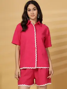 plusS Short Sleeves Pure Cotton Shirt With Shorts