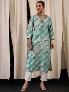 Anouk Ethnic Motifs Printed Chanderi Silk Straight Kurta