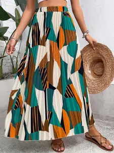 OTABU Women Printed A-Line Maxi Skirts