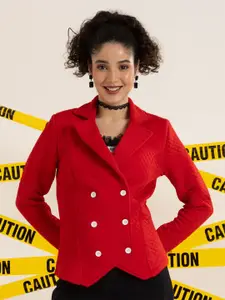 TANDUL Notched Lapel Collar Double-Breasted Blazer