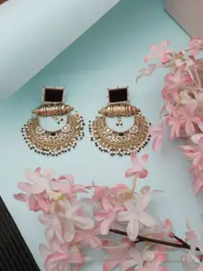 Niscka Gold-Plated Contemporary Shaped Drop Earrings