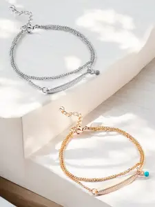 DressBerry Set of 2 Bohemian Leaf Anklets