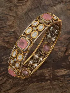 Kushal's Fashion Jewellery Embellished Bridal Pink Victorian-Plated Ethnic Kundan Bangle
