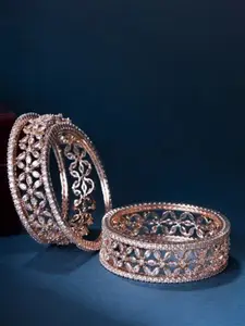 Opal Touch Set Of 6 Rose Gold-Plated AD-Studded Bangles