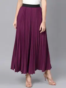 OTABU  A-Line Pleated Maxi Skirts
