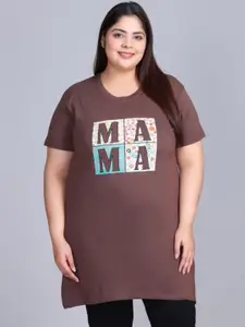 IN Love Printed Cotton Longline Lounge Plus Size T-shirts