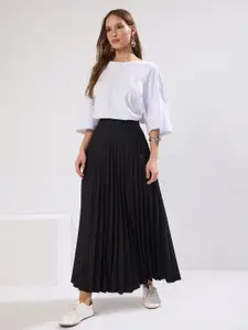 Trendyol Women Slip-On Flared Pleated Maxi Skirt