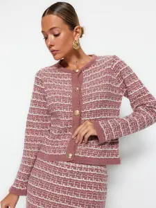 Trendyol Kurusu Self Design Round Neck Coat With Skirt