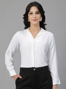Style Quotient Women White Solid Polymoss Shirt Style Top