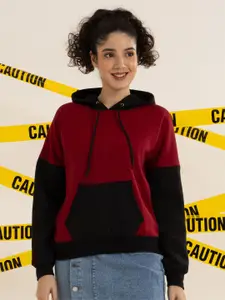 BAESD Women Colourblocked Hooded Sweatshirt