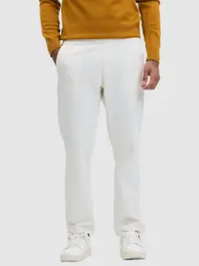 Snitch Men Off White Textured Regular Fit Trousers