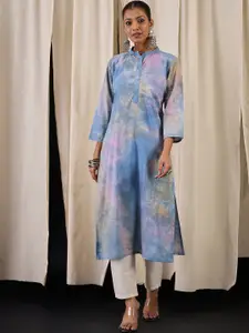 Anouk Abstract Dyed Mandarin Collar Straight Cotton Kurta