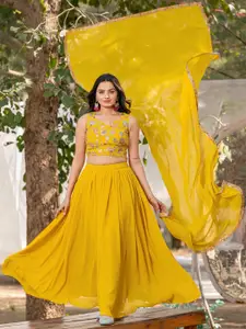 TextileNow Floral Embroidered Sequinned Ready to Wear Lehenga With Blouse & Dupatta