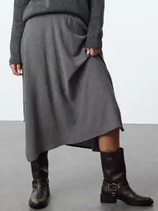 Trendyol Solid Flared Midi Skirt