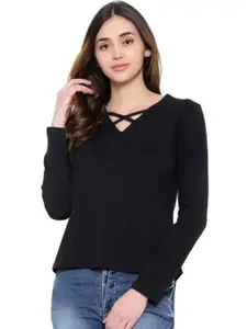 BI FASHION Women V-Neck Pure Cotton Pockets T-shirt