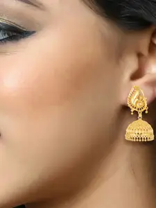 DIVASTRI Gold-Plated Dome Shaped Jhumkas Earrings