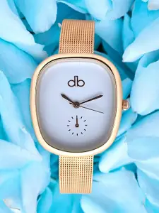 DressBerry Women Brass Dial & Stainless Steel Bracelet Style Straps Analogue Watch MP-DBI-007A-RG